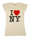 White I Love NY Fitted Tee Shirt
