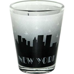 Grey Skyline Handpainted Design Clear Shotglass