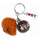 I Love NY Black Baseball Glove & Ball Keychain