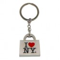 I Love NY Shopping Bag Metal Keyring