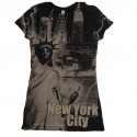 Beige Liberty with NYC Backdrop Fitted Ladies Tee