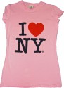 Pink I Love NY Fitted Tee Shirt