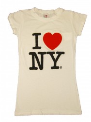 White I Love NY Fitted Tee Shirt