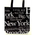 NYC White Letters Canvas Tote Bag