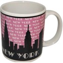 NY Grey Skyline Pink Shaded 11oz Mug