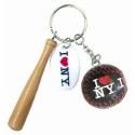 I Love NY Black Baseball Bat & Ball Keychain