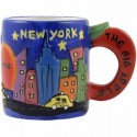 Mini Mug Ceramic Hand Printed NY Design Apple Handle