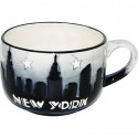 NYC "Grey Skyline" Hand Painted Soup Mug