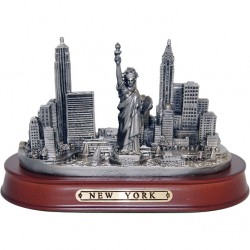 NY Skyline 7" Pewter Statue w/Wood Base