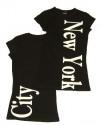 New York City Vertical 2-Sided Ladies Black Tee