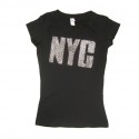 Big NYC Rhinestone Ladies Fitted Tee