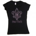NY Saint B/W Rhinestone Ladies Fitted Tee