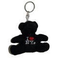 I Love NY Black Plush Bear Keychain
