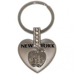 Big Apple NY Heart Shaped Stones Keyring