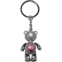 NY Pink Princess Silver Bear Keychain