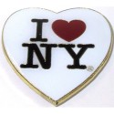 I Love NY White Heart Metal Magnet