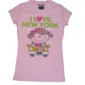 I Love New York Miss Taxi Pink Youth Girls Tee