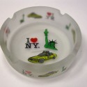 I Love NY Liberty Taxi Frosted Glass Ashtray