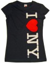 I Love NY Vertical Ladies Black Cap Tee