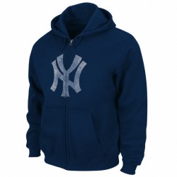 Yankees NY Distressed Full Zip Hooded Sweatshirt