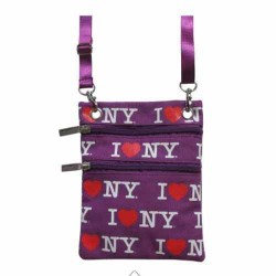 Purple I Love NY Allover Neck Wallet