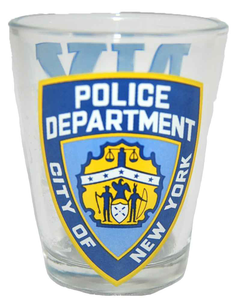 3D 立体的　NYPD クリスタルニューヨーク市警察 クリスタル　製　記念品 NYPD Clear/ Logo/ Shield Shot Glass