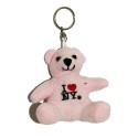 I Love NY Pink Plush Bear Keychain
