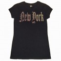 New York Old English Rhinestone Black Fitted Tee
