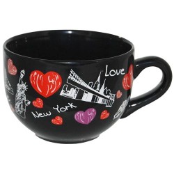 NY Lips Design Black Soup Mug