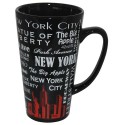 NYC Landmarks with Red Skyline Java Mug