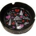 NYC "Hearts & Monuments" Black Ceramic Ashtray