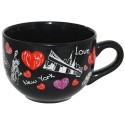 NY Lips Design Black Soup Mug