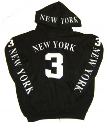 New York "3 Series" Black Hooded Sweatshirt