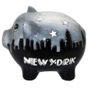 NYC Skyline Grey/Black Ceramic Piggy Bank