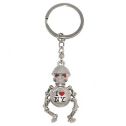 I Love NY Metal Skeleton Keyring