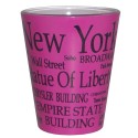 NYC Black Letters Fuchsia Pastel Shotglass
