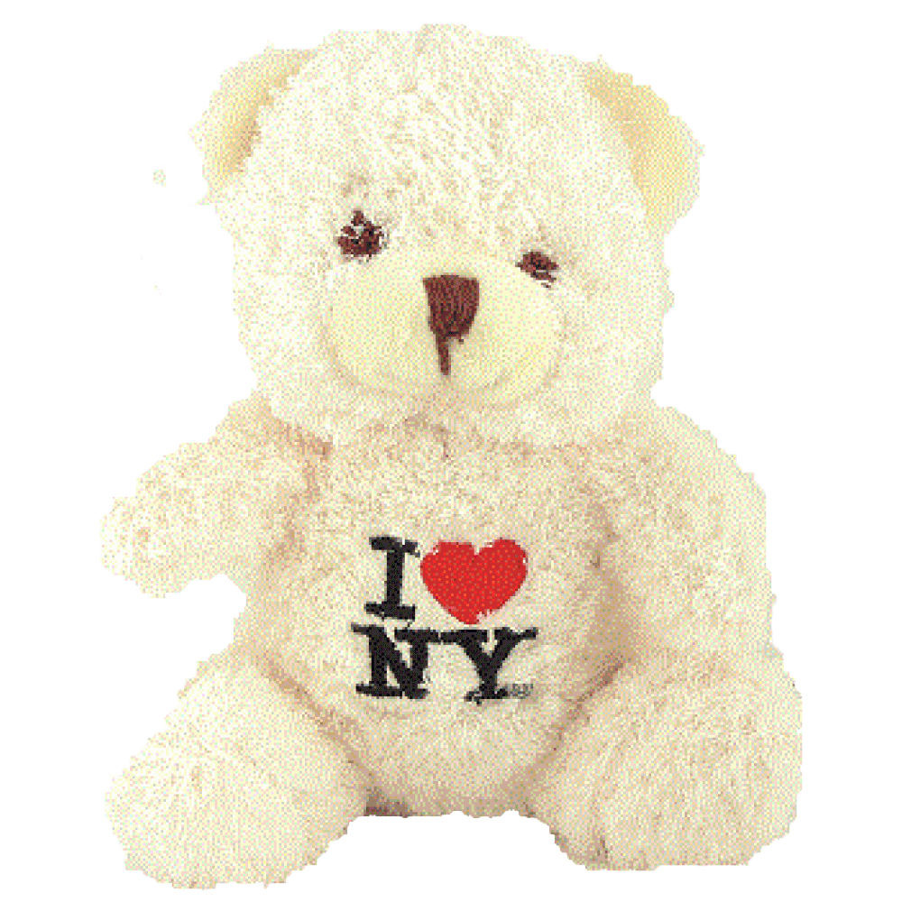 I Love NY Cream Small Sized Hairy Plush Teddy Bear