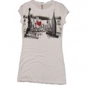 White Rhinestoned New York Skyline Ladies Fitted Tee