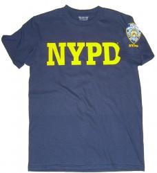 NYPD Yellow Print Patch on Sleeve Navy Tee