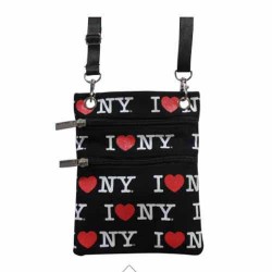 Black I Love NY Allover Neck Wallet