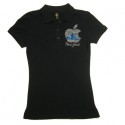 Black Rhinestone Big Apple Ladies Fitted Polo