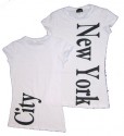 New York City Vertical 2-Sided Ladies White Tee
