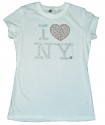 White I Love NY Rhinestone Tee