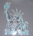 NY Lady Liberty Rhinestone Black Fitted Tee