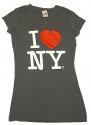I Love NY Charcoal Ladies Fitted Tee