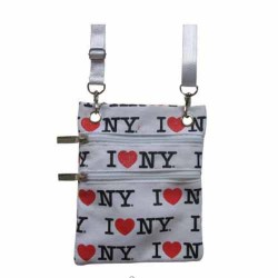 White I Love NY Allover Neck Wallet