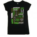 Attractions Collage Green Print Ladies Fitted Tee