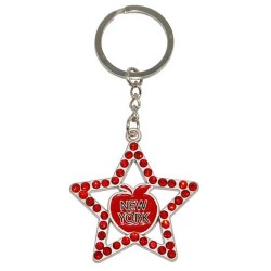 Big Apple NY Star Studded Keyring