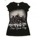 I Love NY At Night Black Ladies Tee