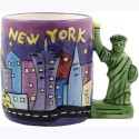 Ceramic Mug Hand Painted NY Design Statue Of Liberty Handle